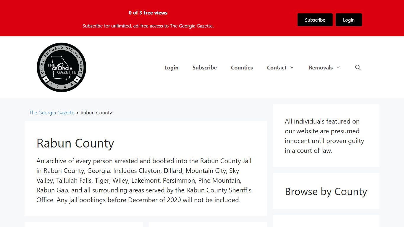Rabun County Jail Bookings - The Georgia Gazette