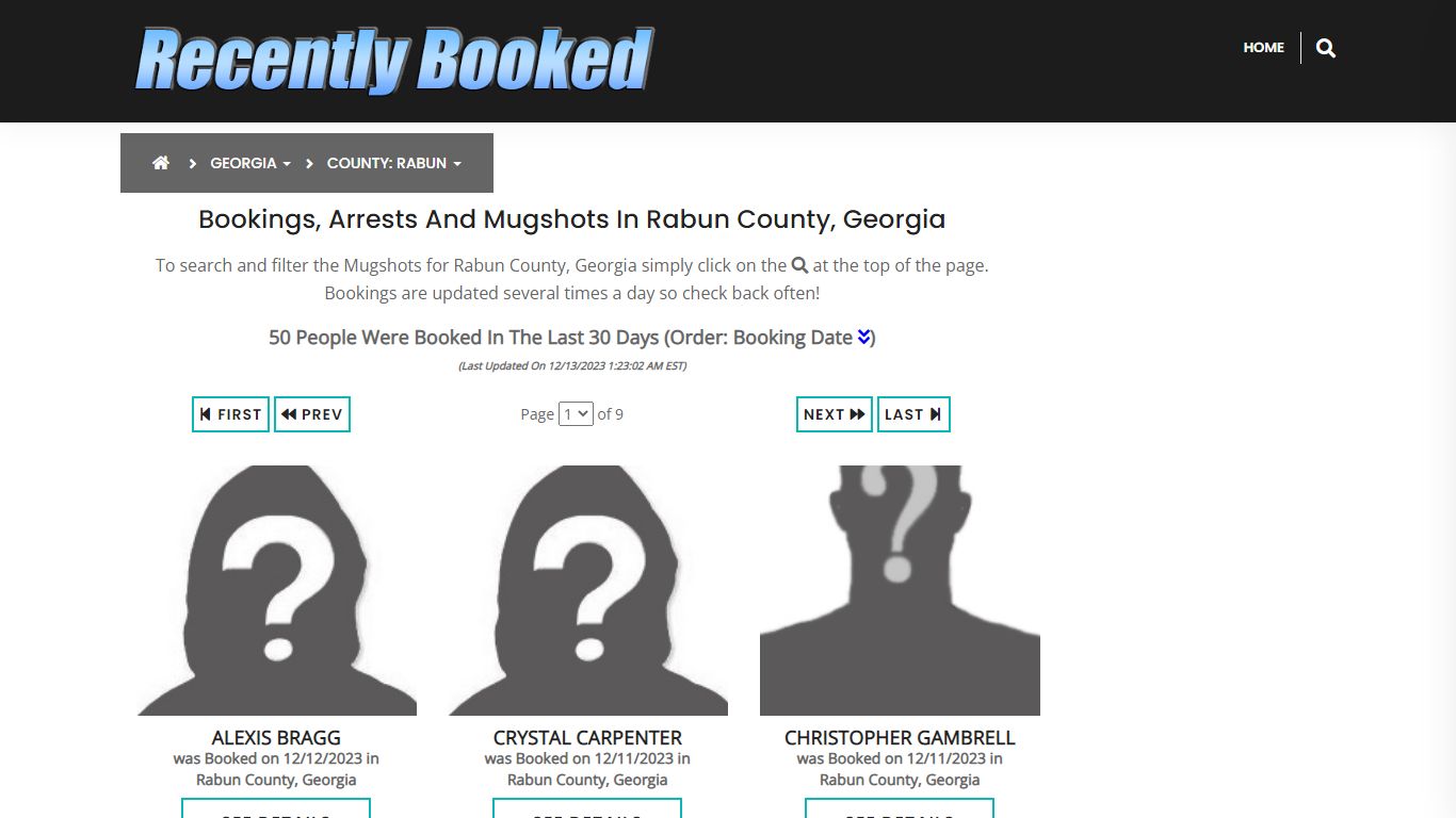 Recent bookings, Arrests, Mugshots in Rabun County, Georgia