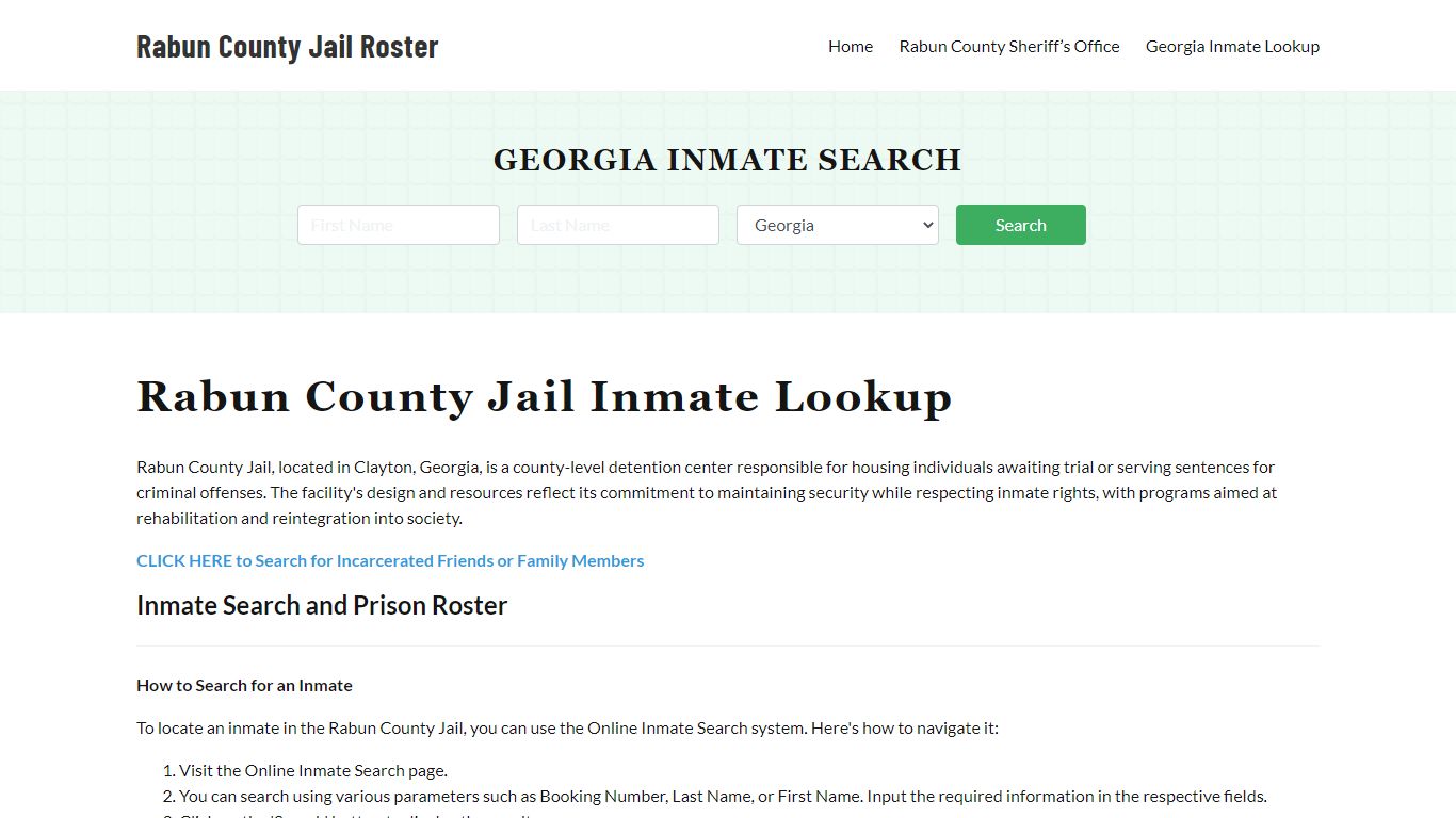 Rabun County Jail Roster Lookup, GA, Inmate Search
