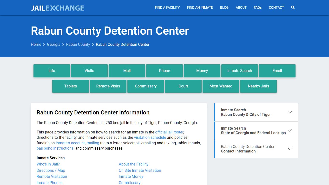 Rabun County Detention Center, GA Inmate Search, Information